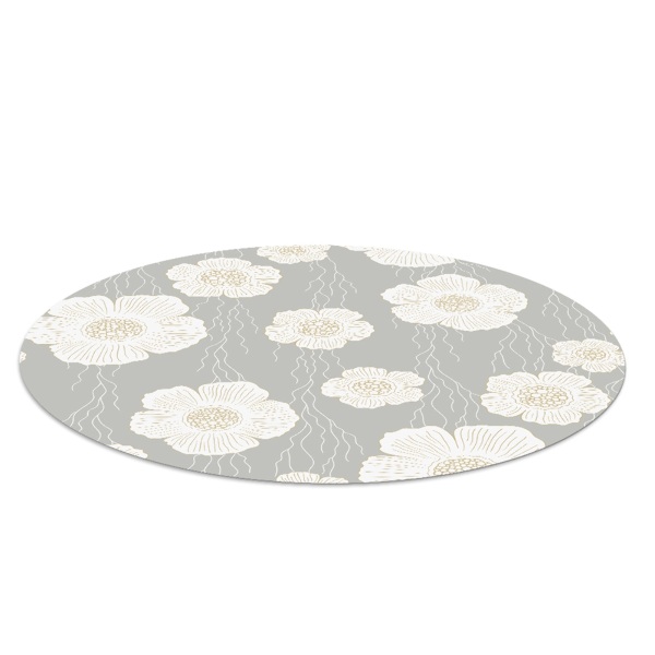 Indoor vinyl rug Delicate white flowers