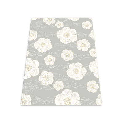 Computer chair mat Delicate white flowers