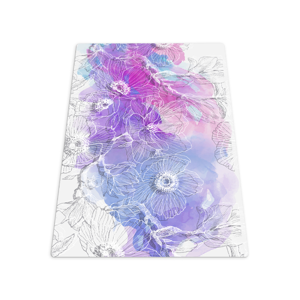 Computer chair mat Colorful white flowers