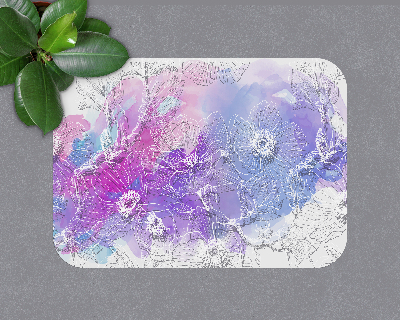 Computer chair mat Colorful white flowers