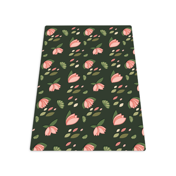 Office chair floor protector Pink water lilies