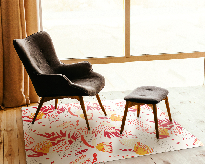 Chair floor protector Red flowers pattern
