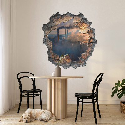 3D wall hole sticker 38x39 Industrial landscape