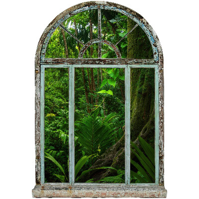 Fake window wall sticker 27x39 Tropical window.