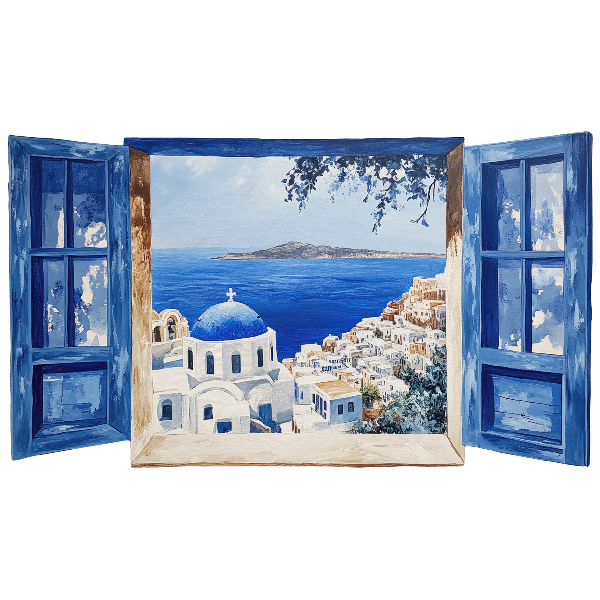 Fake window wall sticker 39x23 Greek landscape