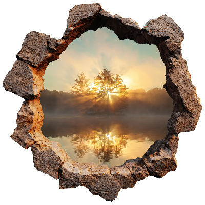 3D wall hole sticker 39x39 inch Landscape through the rocks