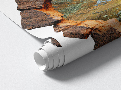 3D wall hole sticker 39x39 Mountain hike