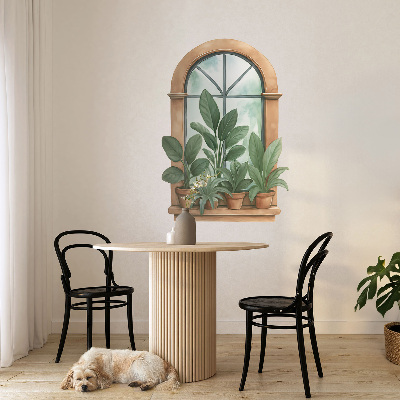 Fake window wall sticker 28x39 Window plants.