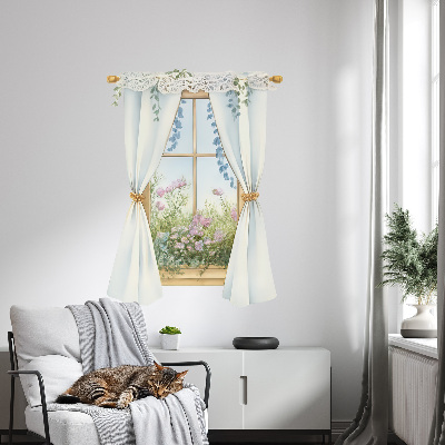 Fake window wall sticker 29x39 Curtains with a view