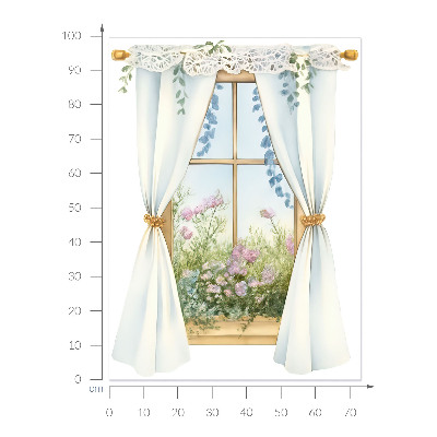 Fake window wall sticker 29x39 Curtains with a view