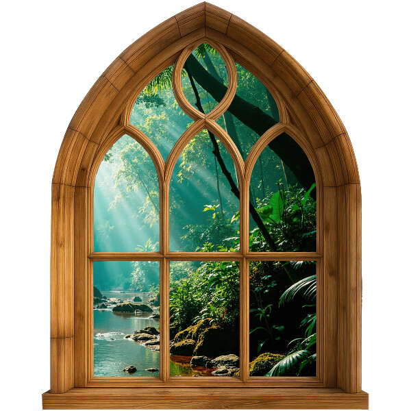 Fake window wall sticker 31x39 Tropical landscape