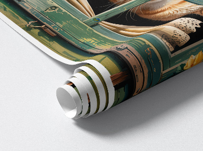 Fake window wall sticker 30x39 Kitten in the window