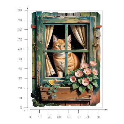 Fake window wall sticker 30x39 Kitten in the window
