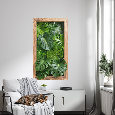Fake window wall sticker 22x39 Monstera leaves