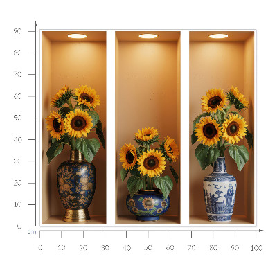 3D illusion wall decal 39x36 Sunflower bouquets