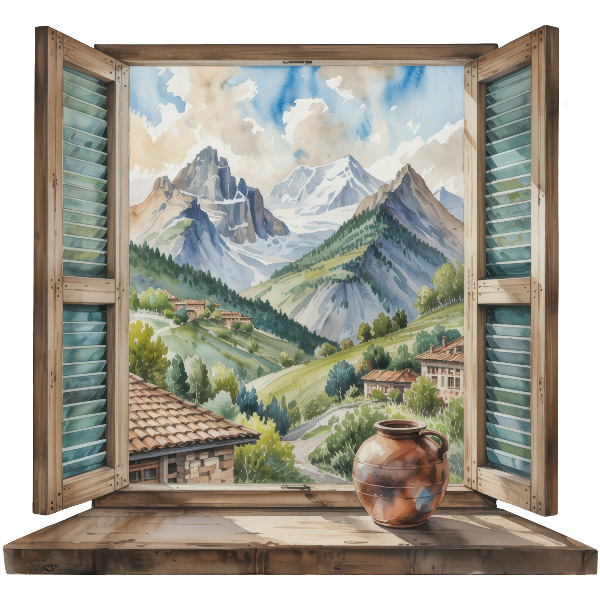 Fake window wall sticker 39x36 Mountain landscape