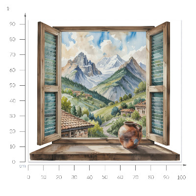 Fake window wall sticker 39x36 Mountain landscape