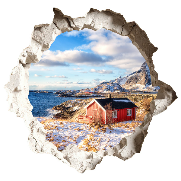 3D wall hole sticker 39x37 Winter landscape