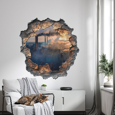 3D wall hole sticker 49x51 Industrial landscape