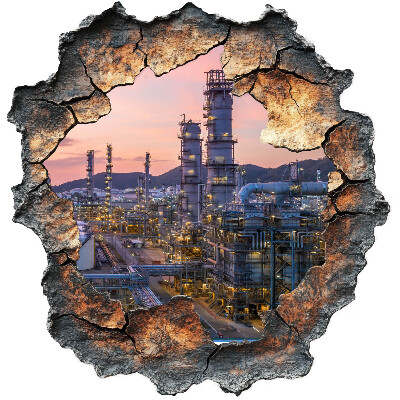 3D wall hole sticker 50x51 Refinery towers