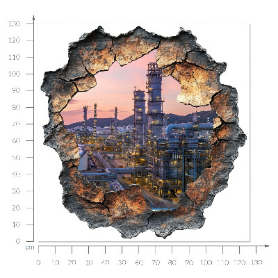 3D wall hole sticker 50x51 Refinery towers