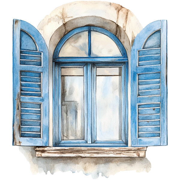 Fake window wall sticker 44x51 Wooden shutters