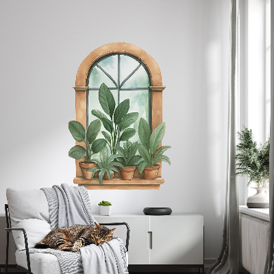 Fake window wall sticker 36x51 Window plants.