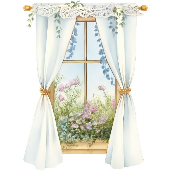 Fake window wall sticker 37x51 Curtains with a view