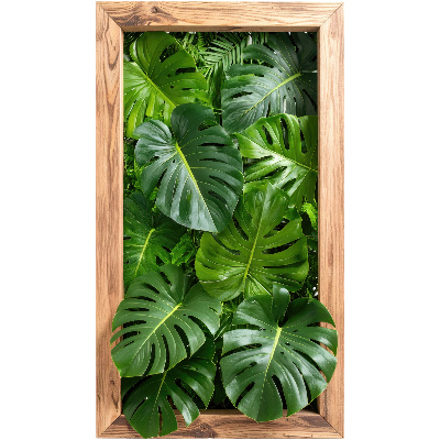 Fake window wall sticker 29x51 Monstera leaves