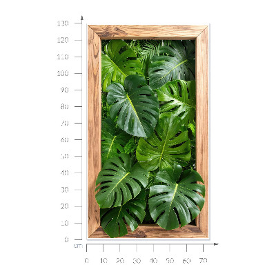 Fake window wall sticker 29x51 Monstera leaves
