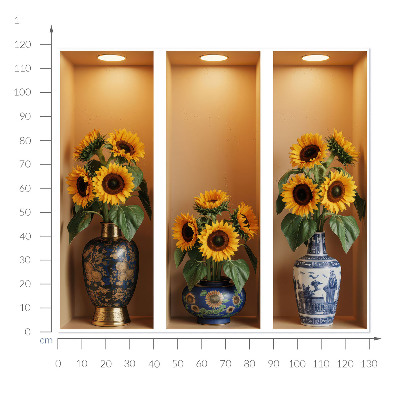 3D illusion wall decal 51x46 Sunflower bouquets