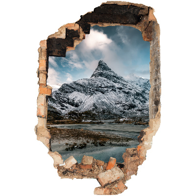 3D wall hole wallpaper 16x24 Mountain panorama