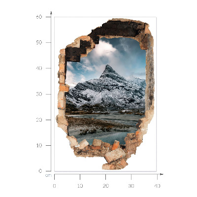 3D wall hole wallpaper 16x24 Mountain panorama