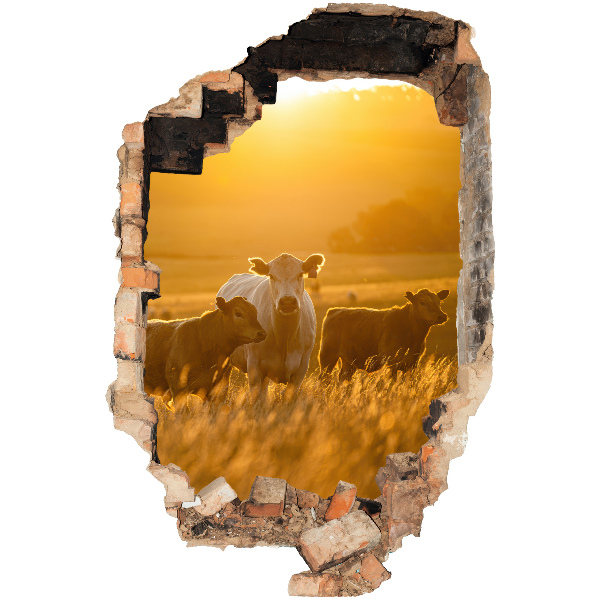3D wall hole wallpaper 16x24 Rural landscape