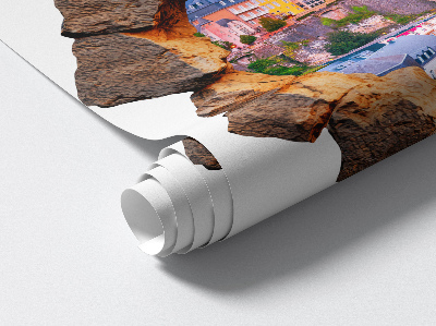 3D wall hole wallpaper 24x24 Stone window