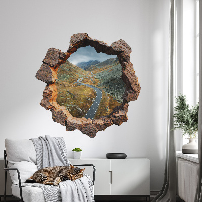 3D wall hole wallpaper 24x24 Mountain hike