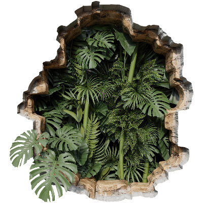3D wall hole wallpaper 22x24 Tropical nature