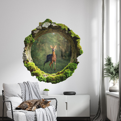 3D wall hole wallpaper 22x24 Forest idyll