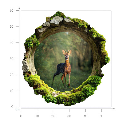3D wall hole wallpaper 22x24 Forest idyll
