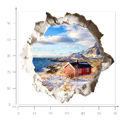 3D wall hole wallpaper 24x22 Winter landscape