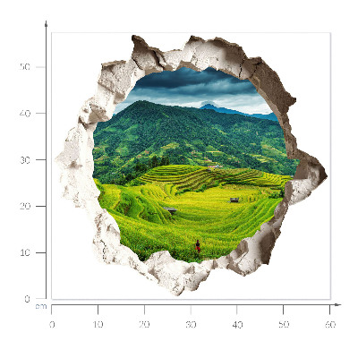 3D wall hole wallpaper 24x22 Green terraces