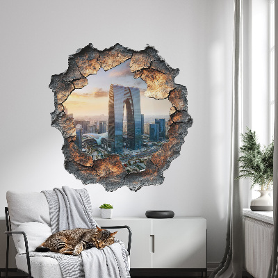 3D wall hole wallpaper 30x31 City of the future