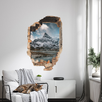 3D wall hole wallpaper 21x31 Mountain panorama