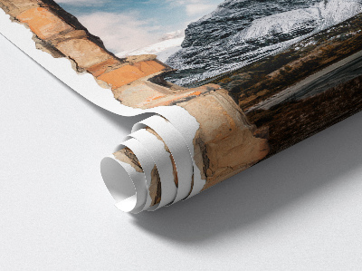 3D wall hole wallpaper 21x31 Mountain panorama