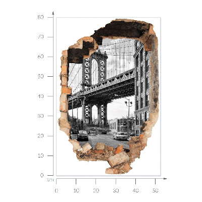 3D wall hole wallpaper 21x31 City landscape