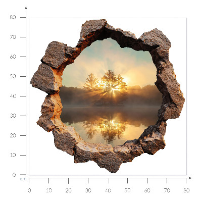 3D wall hole wallpaper 31x31 Landscape through the rocks
