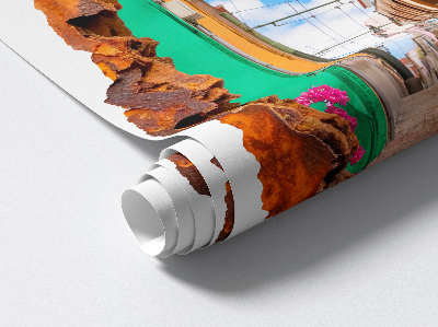 3D wall hole wallpaper 26x31 Nostalgic landscape