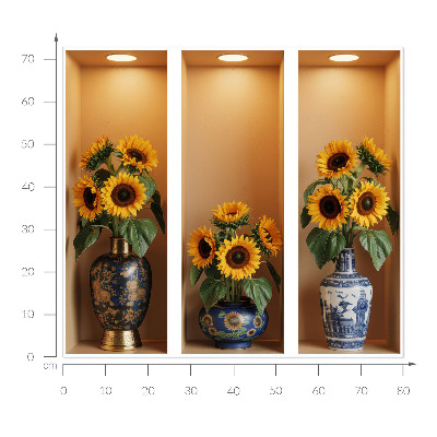 3D effect wall sticker 31x29 Sunflower bouquets
