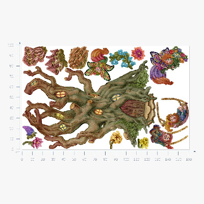Wall sticker 100x161 Forest magical creatures and a tree house