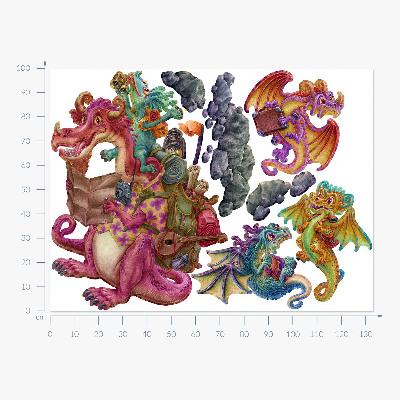 Wall sticker 100x134 A cartoon family of dragons